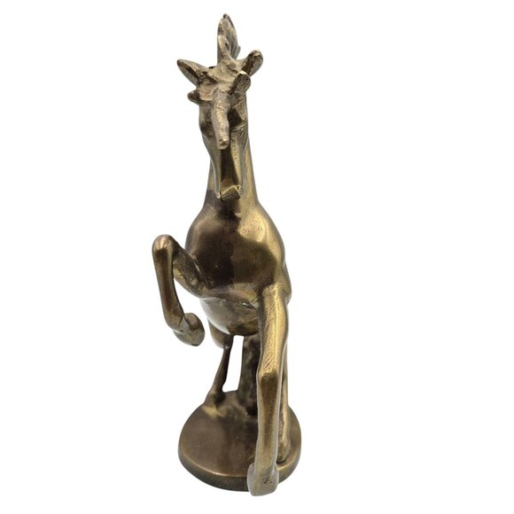 Vintage Brass Rearing Unicorn Figurine With Flowing Mane & Tail - Picture 8 of 16